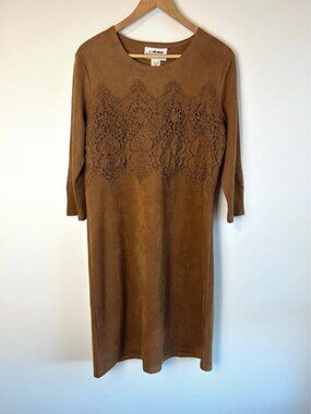 Back In The Saddle Lace Trimmed Faux Suede Dress | Size M